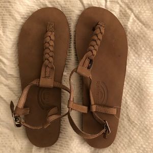 Rainbow Brown Braided Sandals